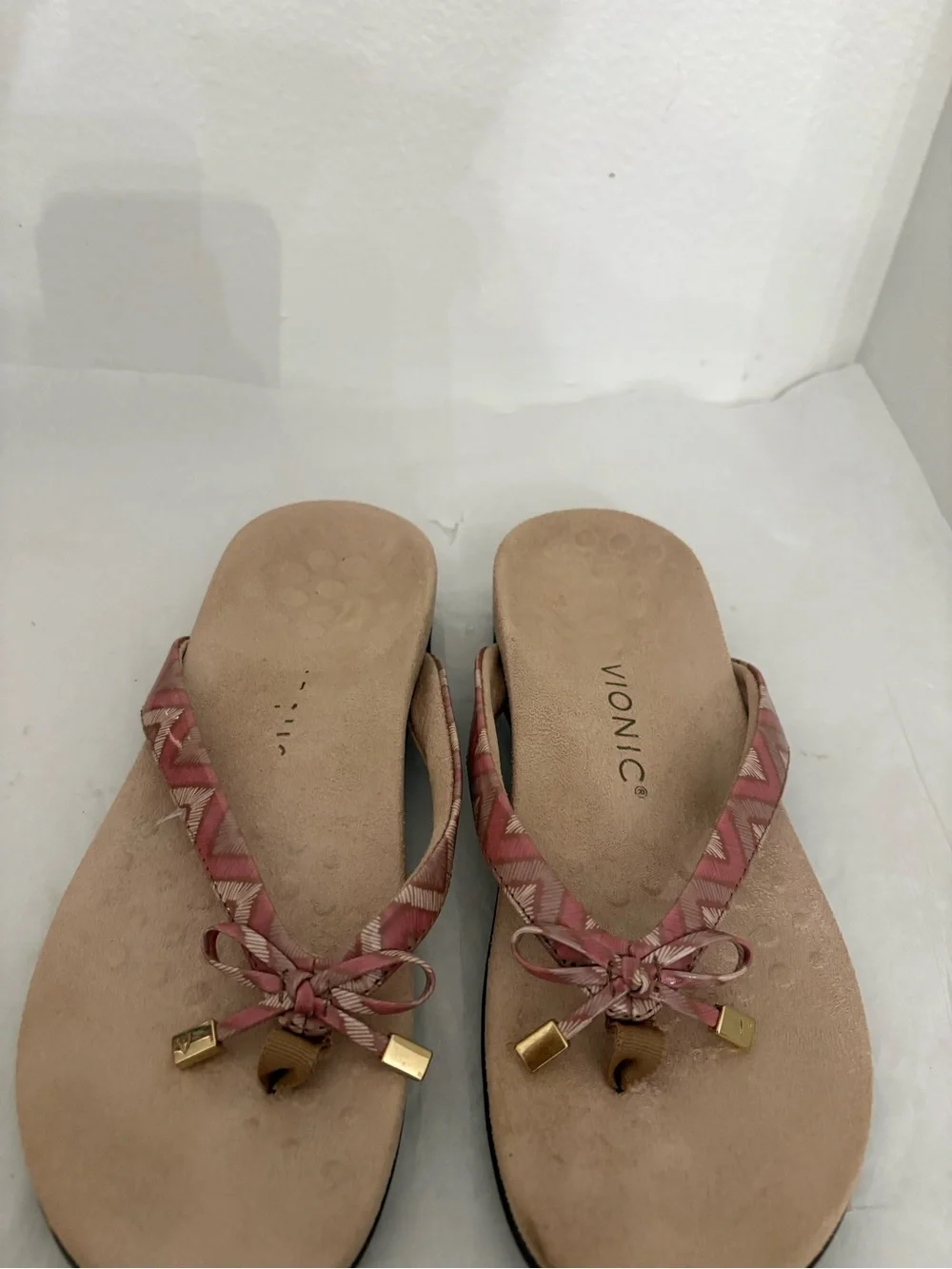 Vionic Rose Gold and Black Slip-On Sandal